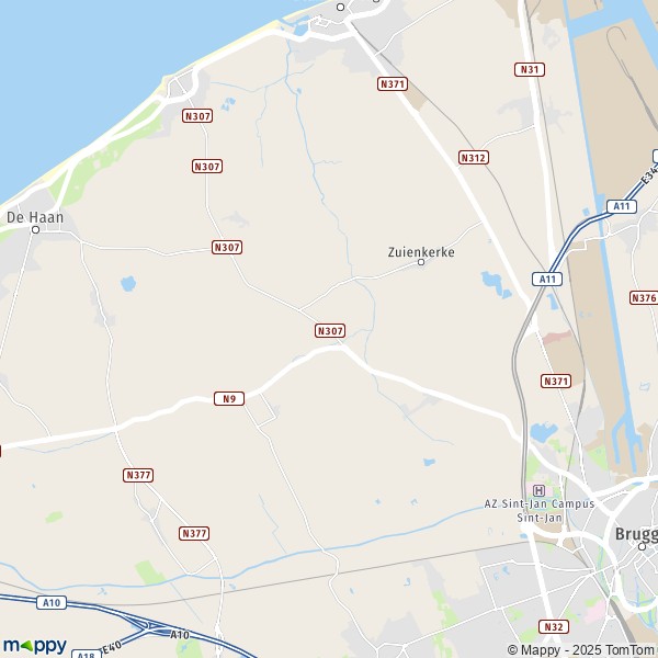 La carte pour la ville de 8000-8377 Zuienkerke