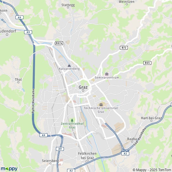 La carte pour la ville de Graz 8010-8055