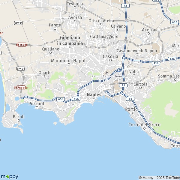 La carte pour la ville de Naples 80121-80147