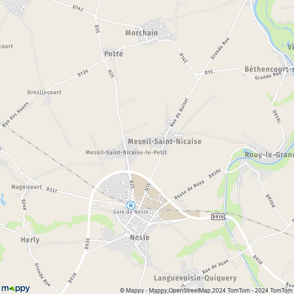 La carte pour la ville de Mesnil-Saint-Nicaise 80190