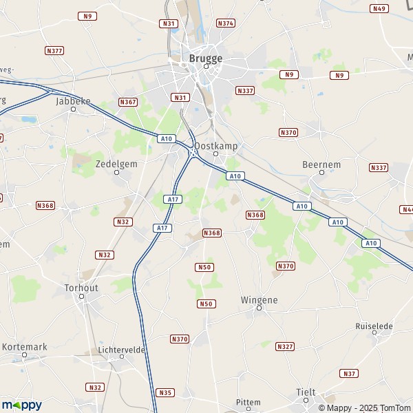 La carte pour la ville de 8020 Oostkamp