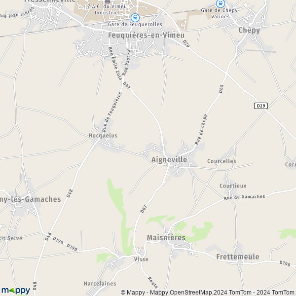La carte pour la ville de Aigneville 80210