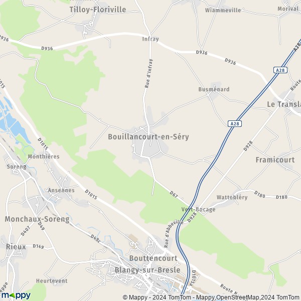 La carte pour la ville de Bouillancourt-en-Séry 80220