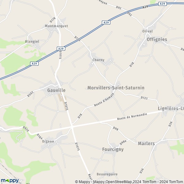 La carte pour la ville de Morvillers-Saint-Saturnin 80290