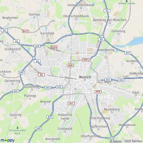 La carte pour la ville de Neuhausen-Nymphenburg, Munich