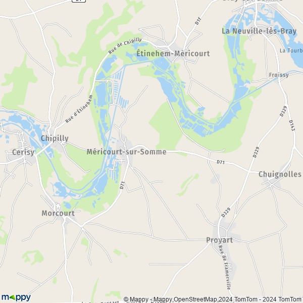 La carte pour la ville de Méricourt-sur-Somme, 80340 Étinehem-Méricourt