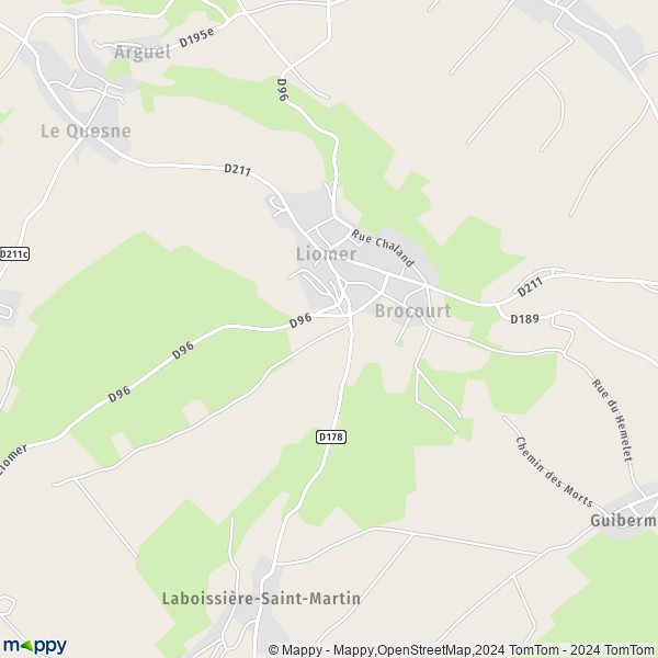 La carte pour la ville de Brocourt 80430
