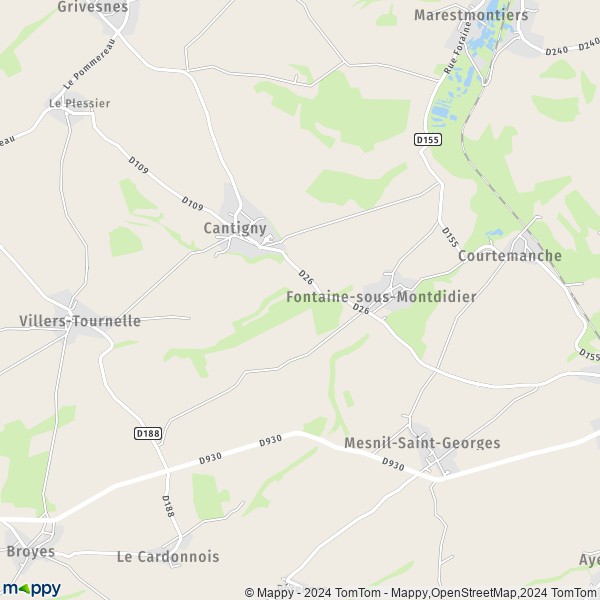 La carte pour la ville de Fontaine-sous-Montdidier 80500