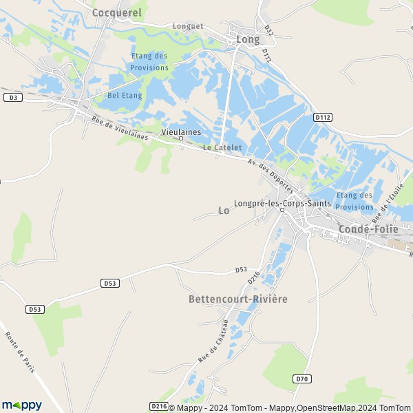 La carte pour la ville de Longpré-les-Corps-Saints 80510