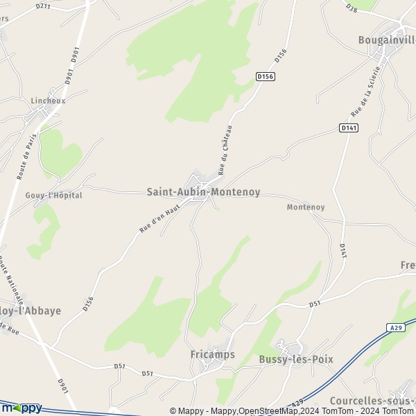 La carte pour la ville de Saint-Aubin-Montenoy 80540