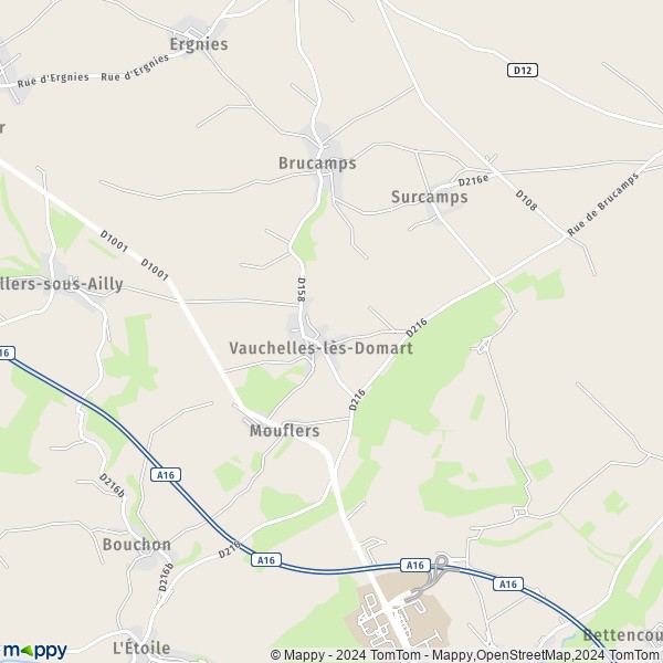 La carte pour la ville de Vauchelles-lès-Domart 80620