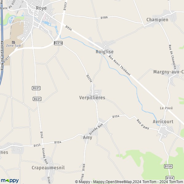 La carte pour la ville de Verpillières 80700