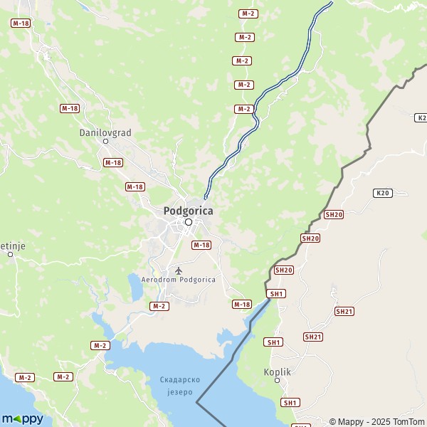 La carte pour la ville de Podgorica 81101