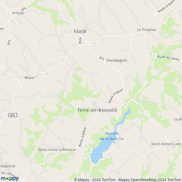 La carte pour la ville de Roumégoux, 81120 Terre-de-Bancalié