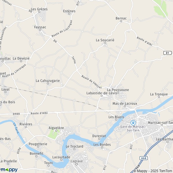 La carte pour la ville de Labastide-de-Lévis 81150