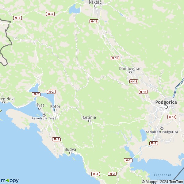 La carte pour la ville de Cetinje 81250