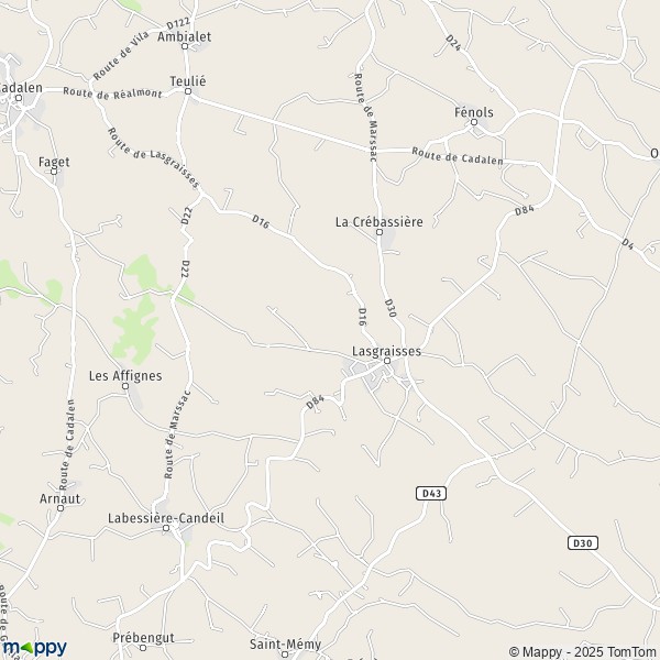 La carte pour la ville de Lasgraisses 81300