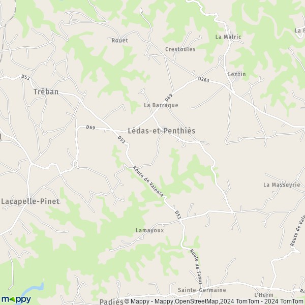 La carte pour la ville de Lédas-et-Penthiès 81340
