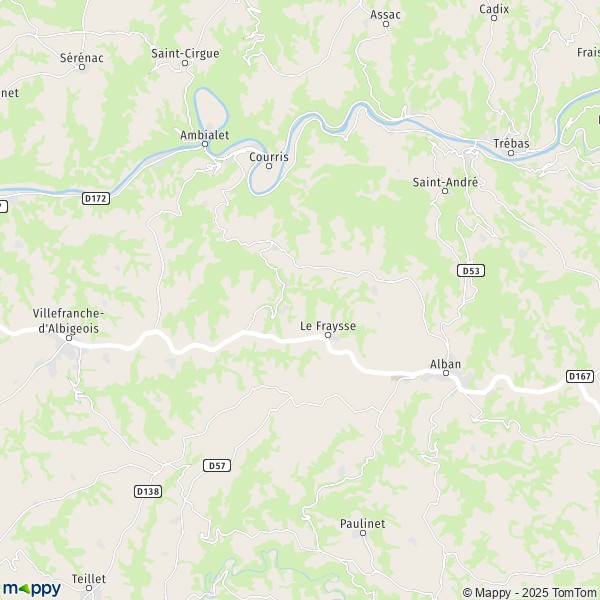 La carte pour la ville de Le Fraysse 81430