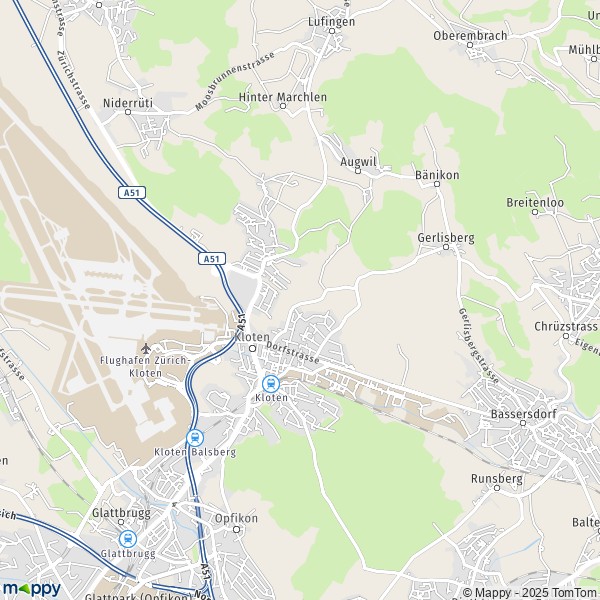 La carte pour la ville de Kloten 8152-8425