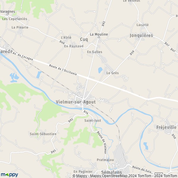 La carte pour la ville de Vielmur-sur-Agout 81570