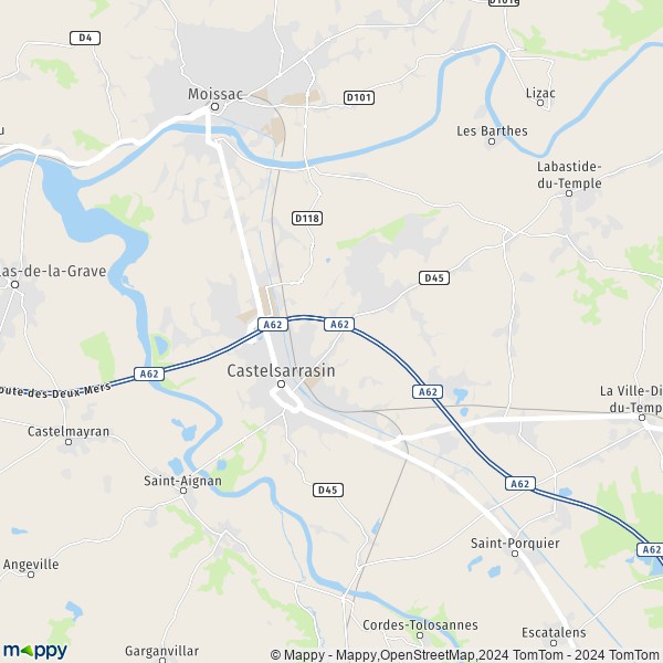 La carte pour la ville de Castelsarrasin 82100