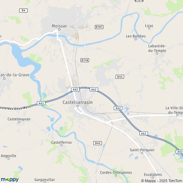 La carte pour la ville de Castelsarrasin 82100