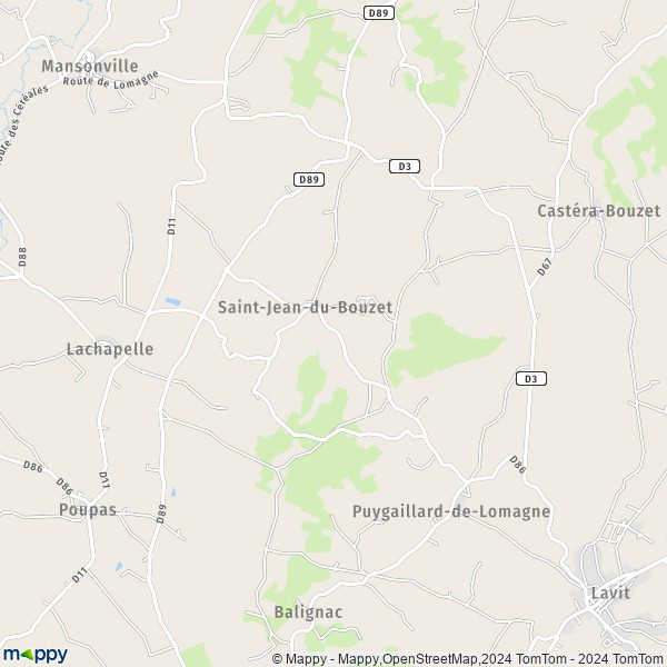 La carte pour la ville de Saint-Jean-du-Bouzet 82120