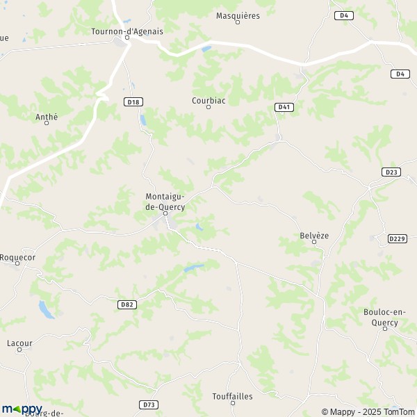 La carte pour la ville de Montaigu-de-Quercy 82150