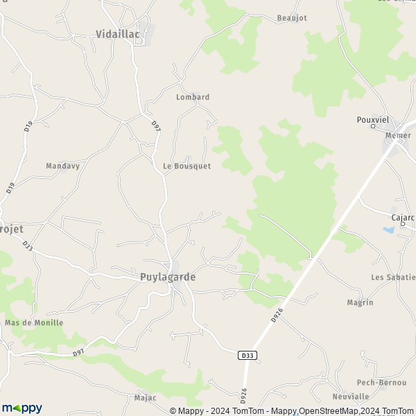 La carte pour la ville de Puylagarde 82160