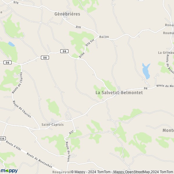 La carte pour la ville de La Salvetat-Belmontet 82230