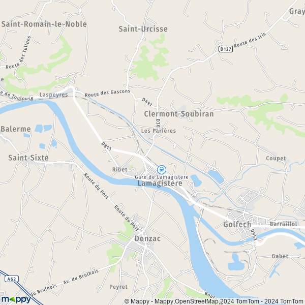 La carte pour la ville de Lamagistère 82360