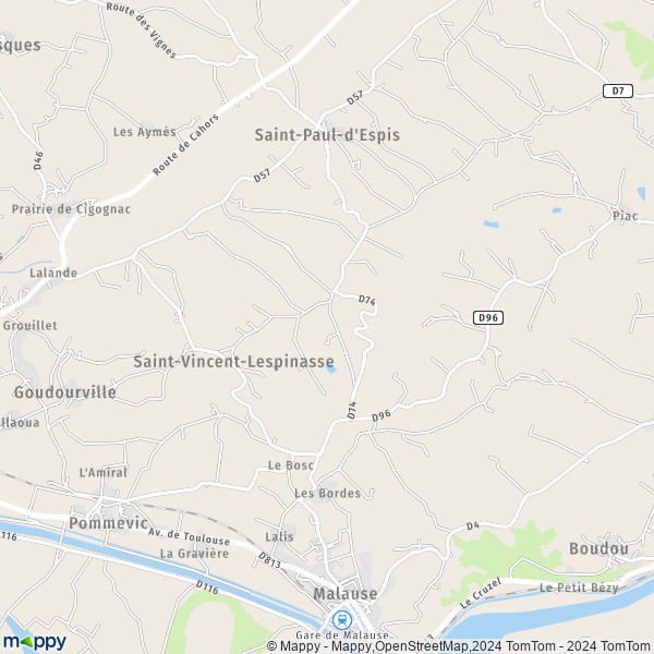 La carte pour la ville de Saint-Vincent-Lespinasse 82400