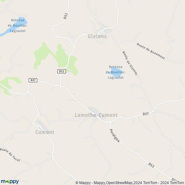 La carte pour la ville de Lamothe-Cumont 82500