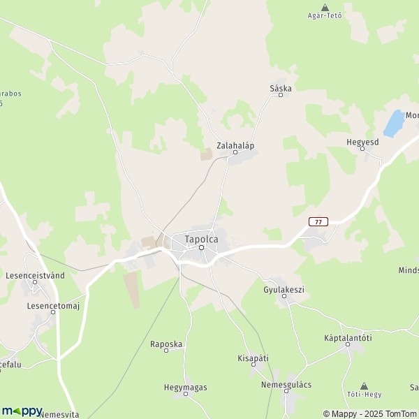 La carte pour la ville de Tapolca 8297-8300