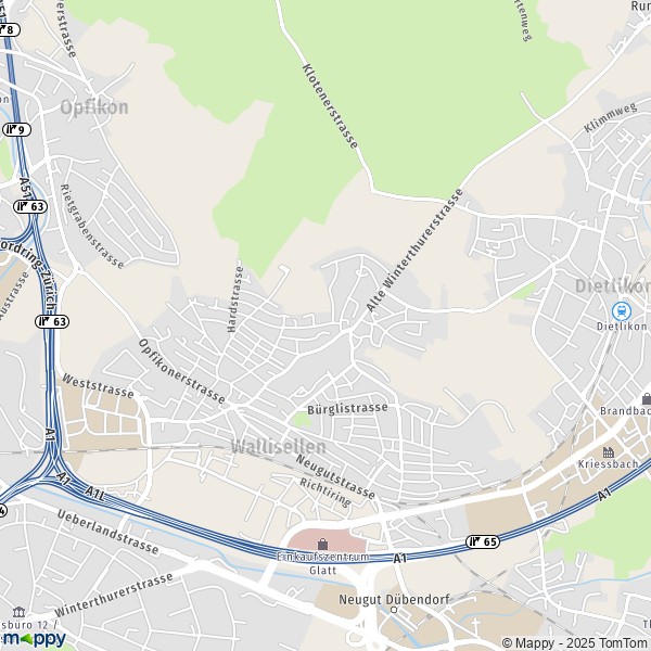 La carte pour la ville de Wallisellen 8304-8600