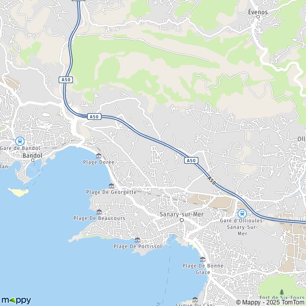 La carte pour la ville de Sanary-sur-Mer 83110