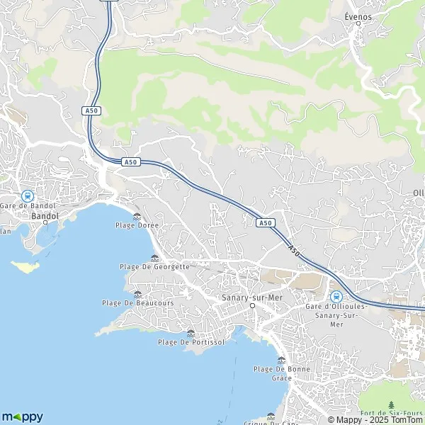 Plan SanarysurMer carte de SanarysurMer (83110) et infos pratiques