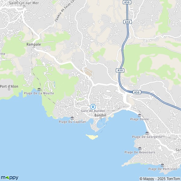 La carte pour la ville de Bandol 83150