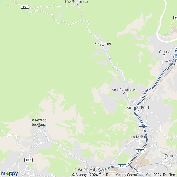 La carte pour la ville de Solliès-Toucas 83210