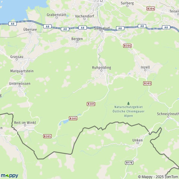 La carte pour la ville de 83324 Ruhpolding