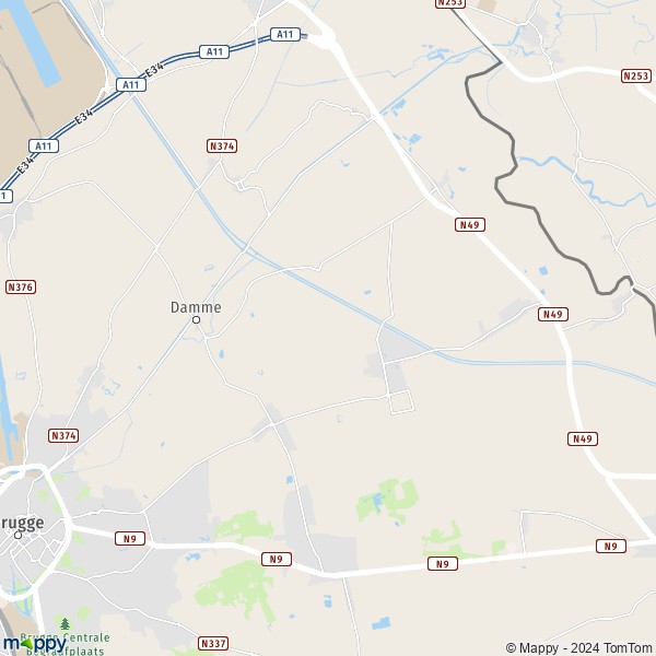 La carte pour la ville de 8340 Damme