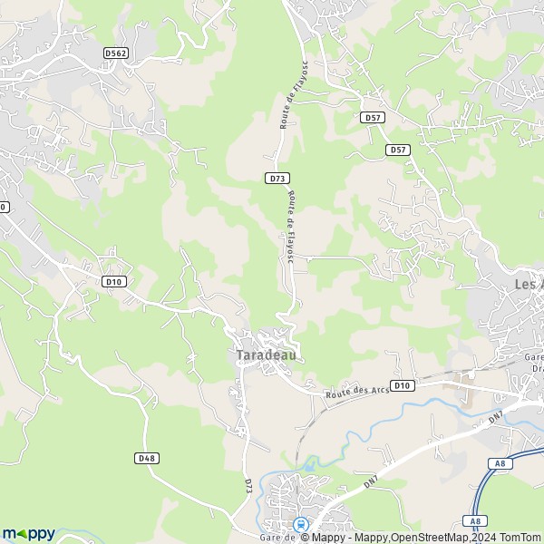 La carte pour la ville de Taradeau 83460