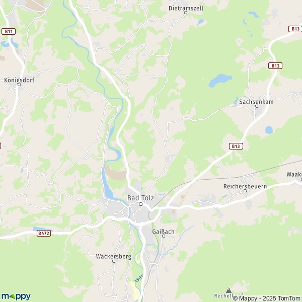 La carte pour la ville de 83646 Bad Tölz