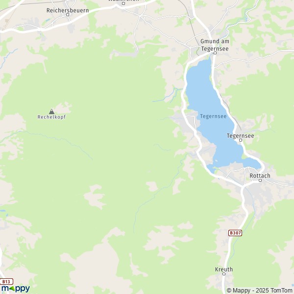 La carte pour la ville de 83661-83707 Bad Wiessee