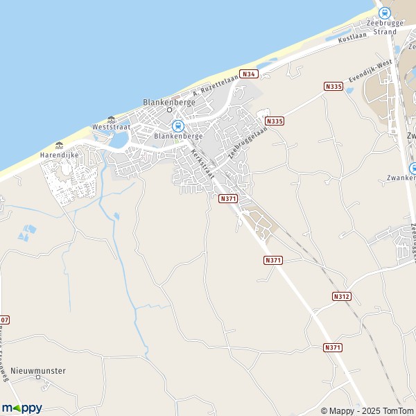 La carte pour la ville de 8370 Blankenberge