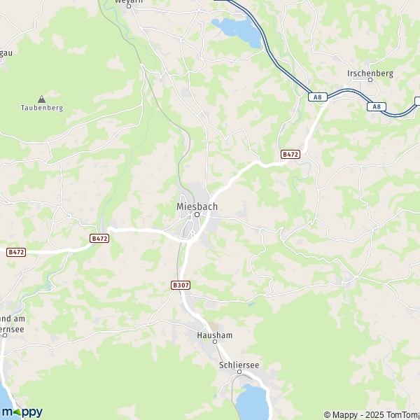 La carte pour la ville de 83714 Miesbach