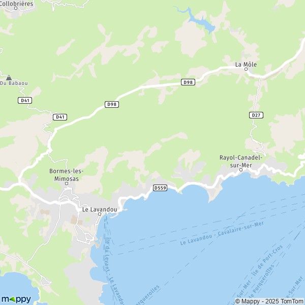 La carte pour la ville de Le Lavandou 83980