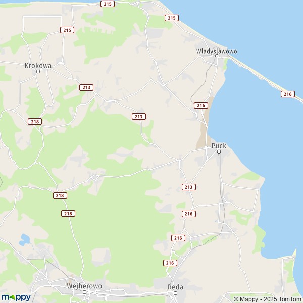 La carte pour la ville de Gmina Puck 84-100-84-123