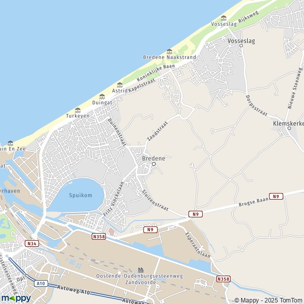 La carte pour la ville de 8400-8450 Bredene